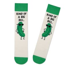 Kind of a Big Dill Novelty Crew Socks Wacky Socks, Funny Socks For Men, Big Dill, Sunglasses Design, Unique Socks, Funny Slogans, Funny Socks, Funny Messages, Sense Of Humor