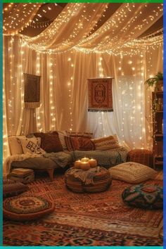 a living room filled with lots of lights