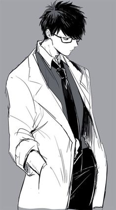 a drawing of a man in a suit and tie