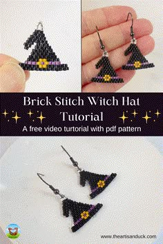 the instructions to make this beaded witch hat earrings