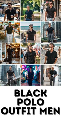 Elevate your casual streetwear game with black polo outfit men styles that are perfect for all occasions. From summer outings to winter gatherings, these looks can be paired with jeans, shorts, or even long sleeve options for a full, stylish ensemble. Embrace the casual style and aesthetic appeal with our curated collection. Black Polo Shirt Outfit Men, Black Polo Outfit Men, Polo Tshirt Men Outfit, Polos Aesthetic, Outfit Men Ideas, Black Slacks Men, Polo Tshirt Men