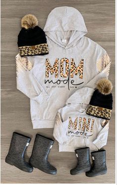 How cute! I don’t know about you but I am Mom mode every day! #momlife #mom #girlmom #mommyandme #fashion #clothes #girlsfashion Mom And Daughter Shirts Ideas, Cheetah Hoodie, Mom And Me Shirts, Western Style Wedding, Mom Daughter Outfits, Mommy Daughter Outfits, Matching Sweats, Daughter Outfits, Sequin Hoodie