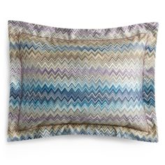 the missonii pillow case is made with multicolored chevrone fabric