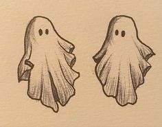 an ink drawing of two ghost like objects