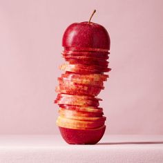 an apple stacked on top of each other