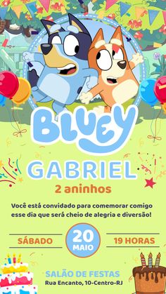 the poster for bluey and garbiel's birthday party in spanish language