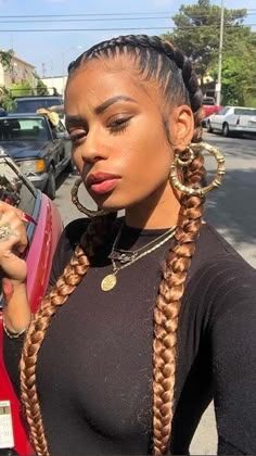 2 Feed In Braids, Feed In Braids, Two Braid Hairstyles, Feed In Braids Hairstyles, Braided Bun Hairstyles, Braided Cornrow Hairstyles, Braided Ponytail Hairstyles, Feed In Braid, Girls Hairstyles Braids