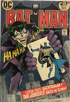 an old batman comic cover with the joker