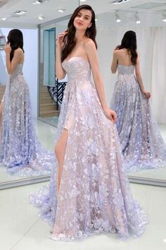 Charming Sweetheart Strapless Lace Appliques Lilac Prom Dresses,PD49041 on Storenvy Lilac Prom Dresses, Sheer Floral Dress, Perfect Dresses, Formal Ball Gown, Floral Prom Dresses, Professional Dress, Backless Evening Dress, Lace Evening Dresses, Professional Dresses