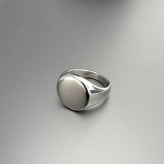 Clean, smooth band with a circular face in a polished finish Stainless Steel  Ring, 10mm This item can be custom engraved. Anniversary Rings With Brushed Finish, Signet Ring For Men, Silver Pinky Ring, Custom Signet Ring, Mens Pinky Ring, Face Polish, Signet Ring Men, Silver Signet Ring, Mens Rings