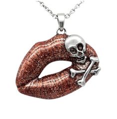 Skull Tattoo Necklace, Cheap Edgy Halloween Necklaces, Luxury Collectible Halloween Jewelry, Luxury Collectible Jewelry For Halloween, Sugar Skull Jewelry Necklaces, Lips Necklace, Toxic Love, Cross Bones, Bone Pendant