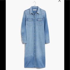 Laid-Back And Cool, This Soft And Relaxed Denim Midi Has Lots Of Western Charm (Howdy, Yoke Seams And Pointed Flap Pockets). Wear It Buttoned Up As A Dress Or Open, Duster-Style, Over Your Fave Jeans Outfit. Falls 46 1/4" From High Point Of Shoulder (Based On Size M). Do Well: We Partner With The Better Cotton Initiative To Improve Cotton Farming Globally. Cotton. Pockets. Machine Wash. Import. Madewell.Com Only. Al295 Animal Print Shoes, Denim Shirt Dress, Madewell Dresses, Denim Shoes, Jeans Outfit, Shoe Print, Madewell Denim, Shirtdress, Denim Shirt