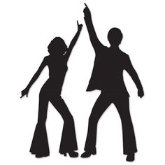 the silhouettes of two people are dancing