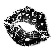 a woman's lips with musical notes on them