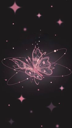 a pink flower with stars in the background