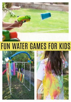 fun water games for kids to play in the yard and on the lawn with their toys