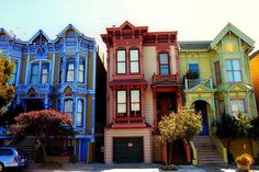 the houses are painted in different colors