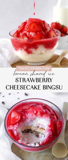 korean strawberry cheesecake bingsu Strawberry Bingsu, Shaved Ice Recipe, Best Korean Food, Korean Summer, Cheesecake Filling, Refreshing Desserts, Korean Dishes