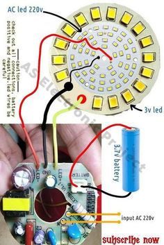 an image of a light bulb with some wires attached to it and the diagram below