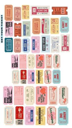 an assortment of different types of tickets on a white background with the words, ticket holders and