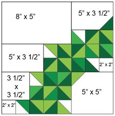 the pattern for this quilt has been made with green triangles