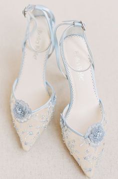 Brid Shoes, Heel Ideas, Blue Heels Wedding, Bella Belle Shoes, Women Casual Wear, Shoes For Brides, Wedge Wedding Shoes, Pretty Heels, Heels Aesthetic