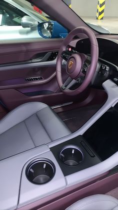 the interior of a modern car is shown