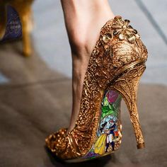 Custom hand painted Beauty and the Beast Stained Glass heels | Etsy Sepatu Pump, Hak Tinggi, Glass Heels, Disney Shoes, Fancy Shoes, Beauty Dress, Disney Wedding, Crazy Shoes, Pretty Shoes