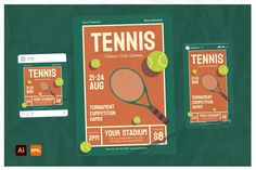 two tennis rackets are displayed on a poster