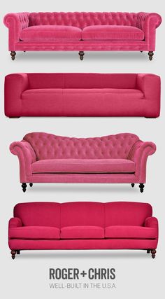 three different pink couches with the same color