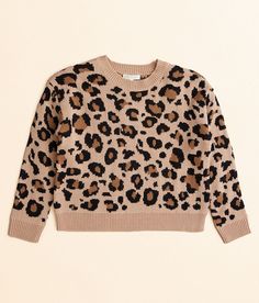 Girls - Belle Du Jour Cheetah Sweater - Brown X-Large Tapshoe Printed open weave sweater Ribbed trim Body length 18 1/4 on size medium. 100% Acrylic. Machine wash cold inside out with like colors gentle cycle. Only non-chlorine bleach as needed. Tumble dry low. Warm iron as needed. Apparel & Accessories > Clothing > Shirts & Tops Cheetah Print Clothes, Open Weave Sweater, Shoe Buckle, Sweater Brown, Open Weave, Accessories Clothing, Cute Summer Outfits, Brown Sweater, Girls Sweaters