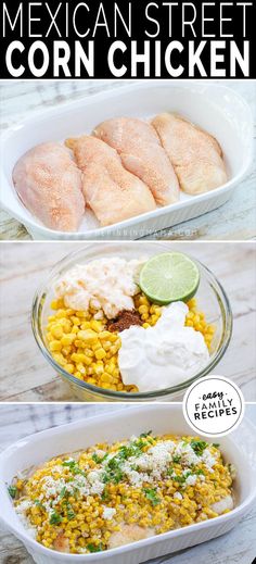 mexican street corn chicken in a casserole dish