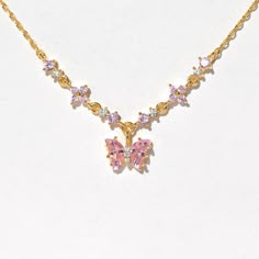 Necklace Chain Lengths, Pink Necklace, Butterfly Jewelry, Fancy Jewelry, Girly Jewelry, Pink Butterfly, Lovely Jewellery