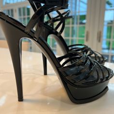 Size 38, Us 8, Black Patent Ysl Tribute High Heeled Sandal, Like New, Only Worn A Few Times Due To Ordering Wrong Size. Heels Ideas, Ysl Tribute, Yves Saint Laurent Shoes, Saint Laurent Shoes, Heeled Sandal, High Heel Sandals, Platform Sandals, Women's Shoes Sandals, Yves Saint Laurent