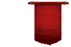 a red banner with a wooden handle hanging from it's side on a white background