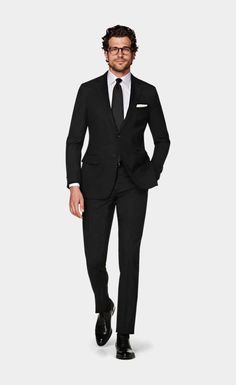 Black Suit Outfit, Black Tie Men, Suit Outfit Ideas, Suit And Tie Men, Black Tie Wedding Attire, Men Suits Black, Black Tie Outfits, Formal Attire For Men, Tie Outfit