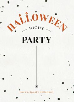 halloween night party poster with black dots on white paper