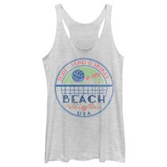 Show your support for surf, sand, and spikes with the Lost Gods Beach Volleyball USA Heather White Tank Top! This awesome light gray USA tank top reads "Surf - Sand - Spikes Beach Volleyball USA" in distressed print and is a perfect way to cheer on your favorite volleyball team. Size: small. Color: heather/white. Gender: female. Age Group: adult. Pattern: Sports. Material: Polyester. Usa Tank Top, Usa Tank, Top Reads, Volleyball Shirt, White Heather, Volleyball Outfits, Graphic Tank Tops, Volleyball Team