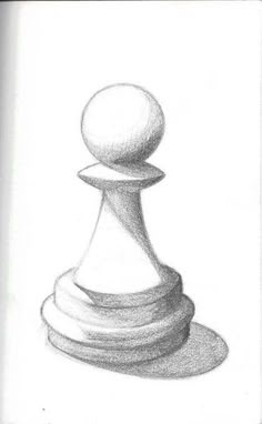 a black and white drawing of a chess piece