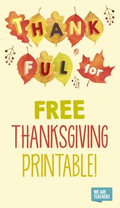 a thank card with the words, free thanksgiving printable