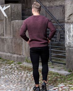 Wine red knit from JACK & JONES Casual Burgundy Knitted Sweater, Casual Knitted Burgundy Sweater, Red Knit Sweater For Work, Burgundy Knitted Sweater For Fall, Burgundy Knit Sweater For Fall, Special Promotion, Wine Red, Jack Jones, Fudge