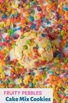 fruity pebbles cake mix cookies on a table