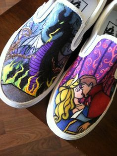 Custom Shoes. Disney on Etsy, $100.00 Painted Shoes Disney, Disney Painted Shoes, Shoes Disney, Shoe Painting, Painted Canvas Shoes, Custom Painted Shoes, Disney Shoes, Hand Painted Shoes, Shoe Ideas