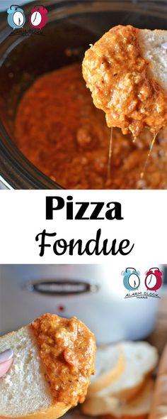 this is an image of pizza fondue in the crock pot