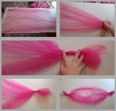 pink tulle is being used to make a costume