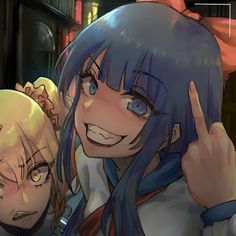 two anime characters giving the thumbs up sign