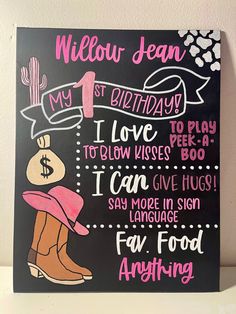 Chalkboard pink first rodeo girl party idea Baby First Rodeo Party Girl, Dolly Parton First Birthday Party, Man I Feel Like I’m One Birthday Girl, My First Rodeo Birthday Girl Food, First Birthday Rodeo Theme Girl, Dolly Parton 1st Birthday Party, This Aint My First Rodeo Birthday Girl, My 1st Rodeo Birthday Party Girl, Rodeo Birthday Party Girl