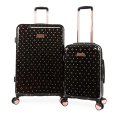 Enhance your travel game with the fabulous Arwen luggage set by Juicy Couture! Enhance your travel game with the fabulous Arwen luggage set by Juicy Couture! LUGGAGE FEATURES Dual-spinner wheels Retractable push-button handle Durable, hardside exterior 3 interior pocketsWHAT'S INCLUDED 20" carry-on and 29" check-inLUGGAGE DETAILS Exterior: polycarbonate Lining: polyester Zipper closure Imported Model no. JC-PC-19600-2-BKRG Manufacturer's 2-year limited warranty For warranty information please cl Stylish Luggage, Hardside Spinner Luggage, Designer Luggage, Spinner Luggage Sets, Spinner Luggage, Fragrance Set, Ring Bag, Pets For Sale, Taurus And Gemini