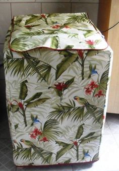 an image of a tropical print laundry hamper