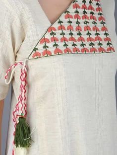 Khadi Kurta, Embroidery Online, Kurti Patterns, Embroidery On Kurtis